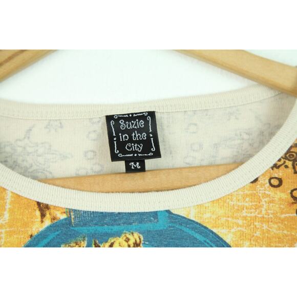 Vintage M Top Y2K 90s Western Cowgirl Allover Print Rodeo Boho Floral Sequins - Picture 2 of 9